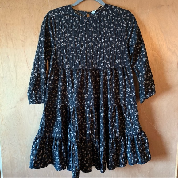 Zara Dresses & Skirts - ZARA Babydoll Floral Black Mini Dress